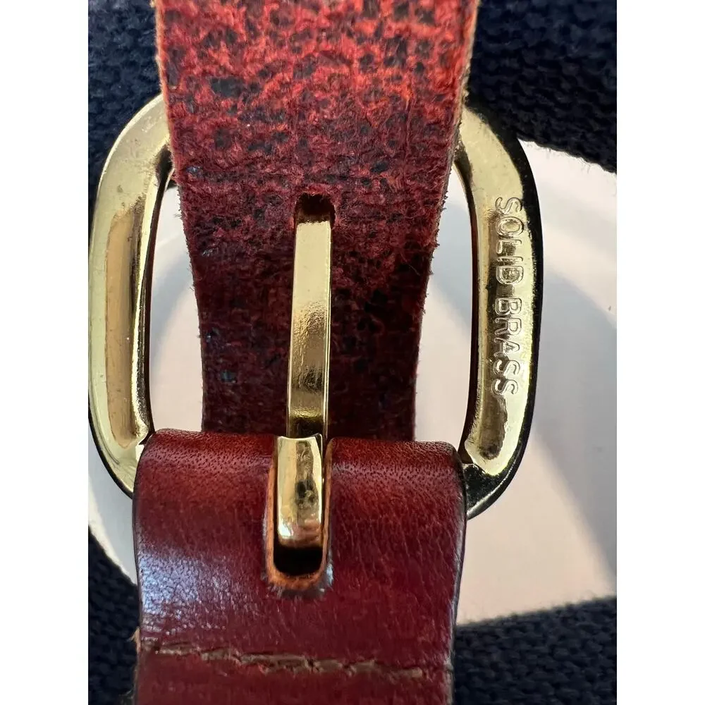 Vintage Golf Club Belt Leather and Fabric Solid Brass Buckle Size 42 SG